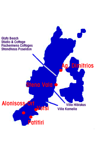 Karte mit den Lagen der Unterk&uuml;nften