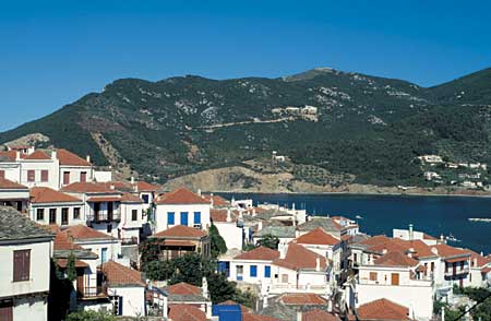 Blick auf Skopelos Stadt