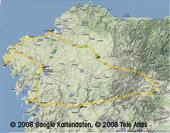 Karte der Galicien Autorundreise