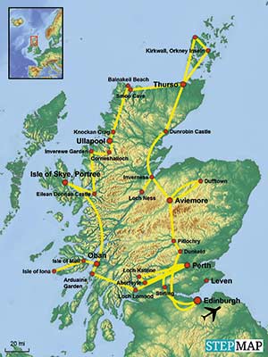 Karte der Busrundreise Schottland Intensiv