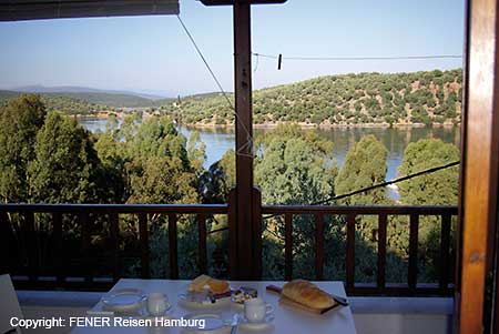 Blick von einem Appartement beim Frühstück