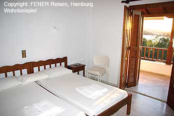 Schlafzimmer eines Appartements im Milina