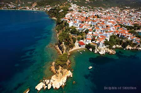 Skiathos Stadt aus der Luft