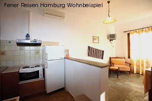 Wohnküche in der Ferienwohnung Kastri