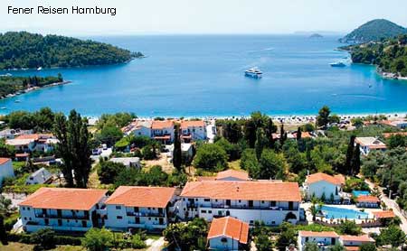 Luftaufnahme vom Hotel Afrodite auf Skopelos