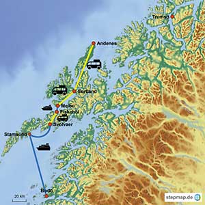 Karte zu der Tour Lofoten mit Walbeobachtung